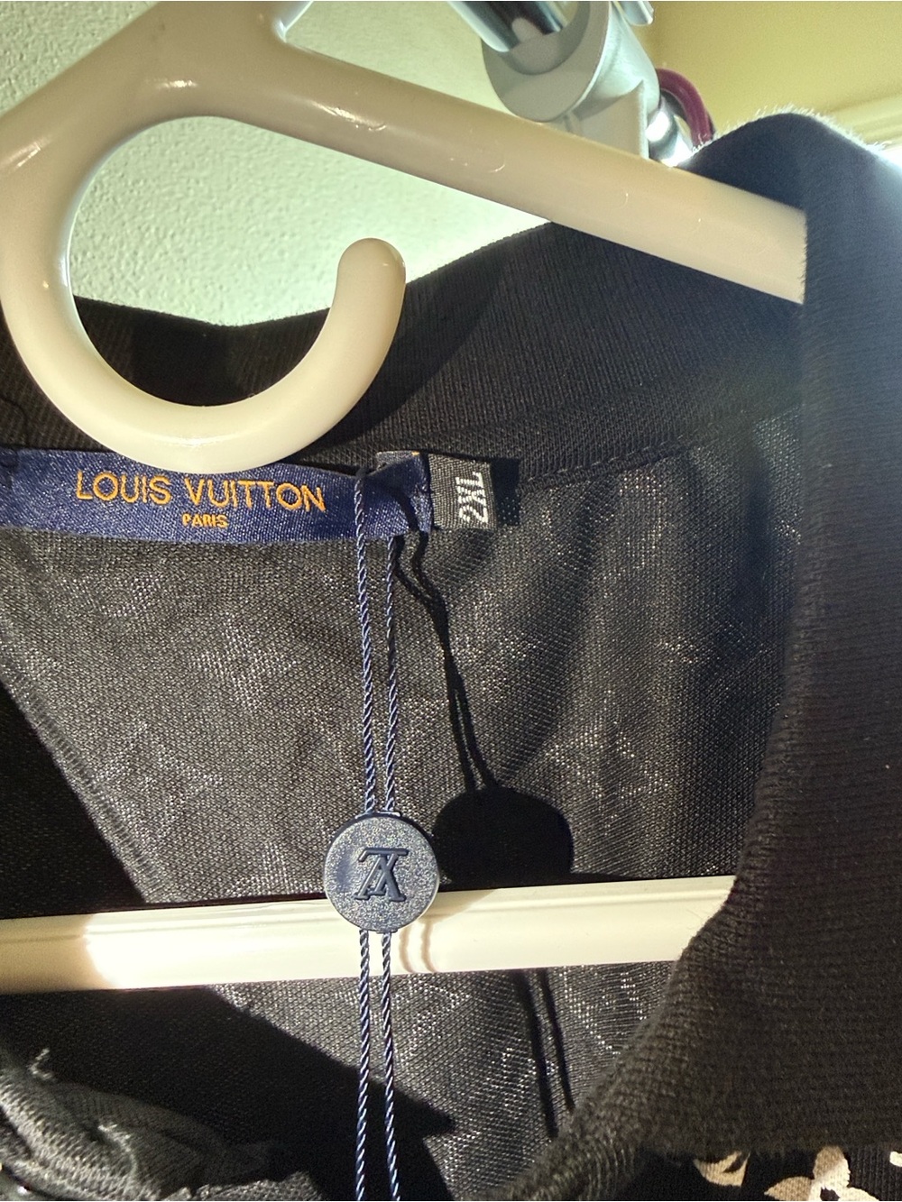 Black Monogram Polo Shirt medium to large - Picture 3 of 5